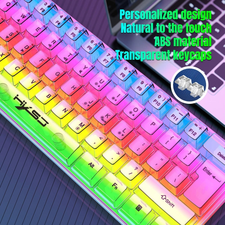 HXSJ V700T 61-key Wired Membrane RGB Backlit Mechanical Keyboard (Transparent) - HoMEdemic™ 
