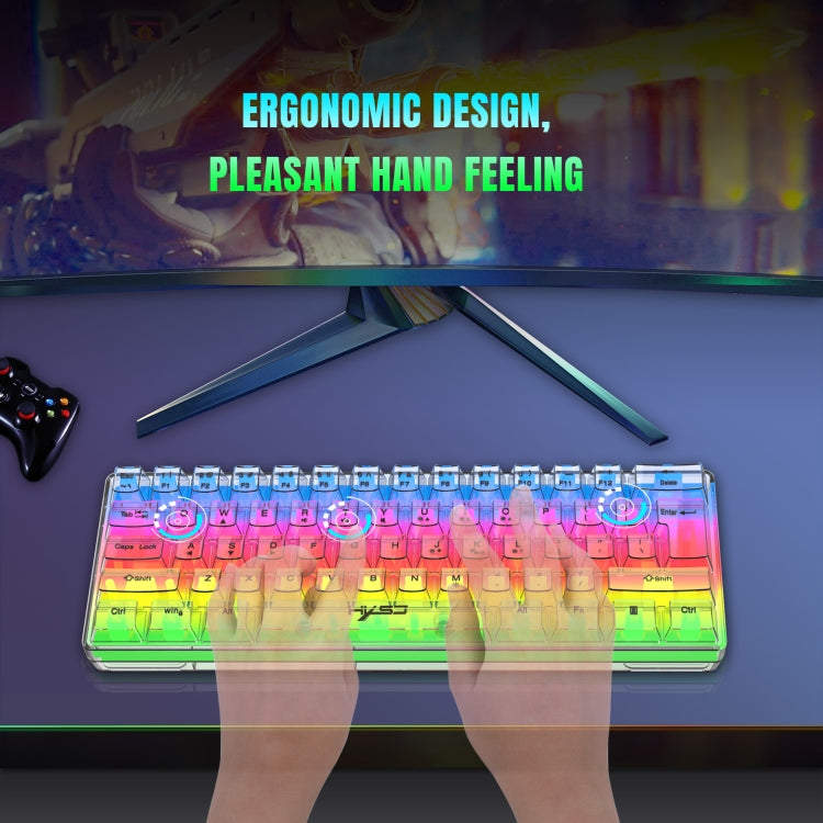 HXSJ V700T 61-key Wired Membrane RGB Backlit Mechanical Keyboard (Transparent) - HoMEdemic™ 