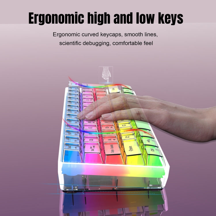 HXSJ V700T 61-key Wired Membrane RGB Backlit Mechanical Keyboard (Transparent) - HoMEdemic™ 