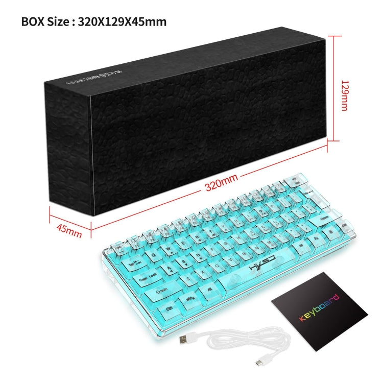 HXSJ V700T 61-key Wired Membrane RGB Backlit Mechanical Keyboard (Transparent) - HoMEdemic™ 