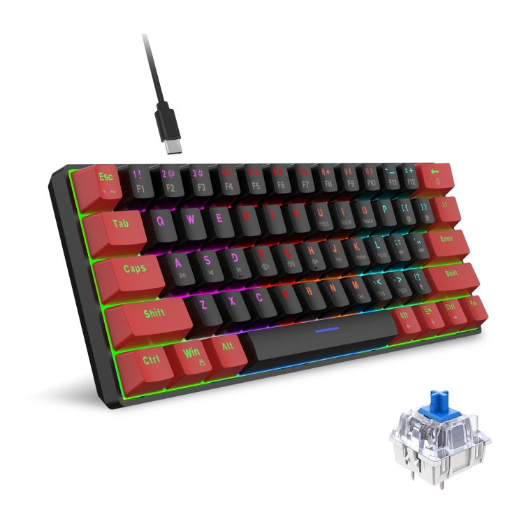HXSJ V900 61 Keys Cool Lighting Effect Mechanical Wired Keyboard (Black Red) - HoMEdemic™ 