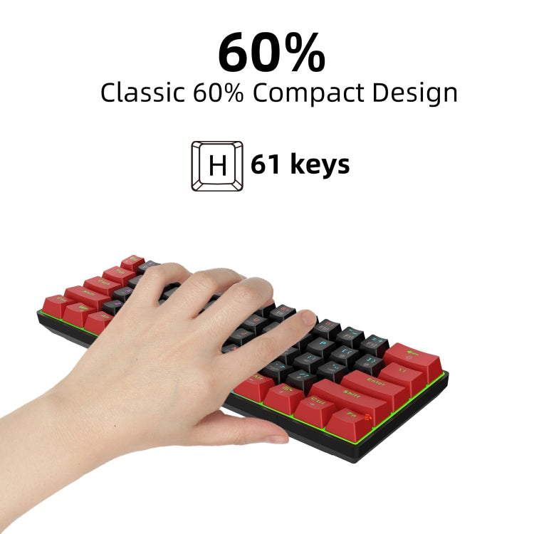 HXSJ V900 61 Keys Cool Lighting Effect Mechanical Wired Keyboard (Black Red) - HoMEdemic™ 