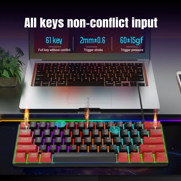 HXSJ V900 61 Keys Cool Lighting Effect Mechanical Wired Keyboard (Black Red) - HoMEdemic™ 