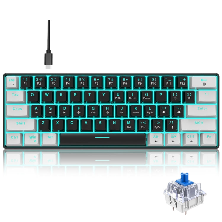 HXSJ V900 61 Keys Cool Lighting Effect Mechanical Wired Keyboard (Black White) - HoMEdemic™ 