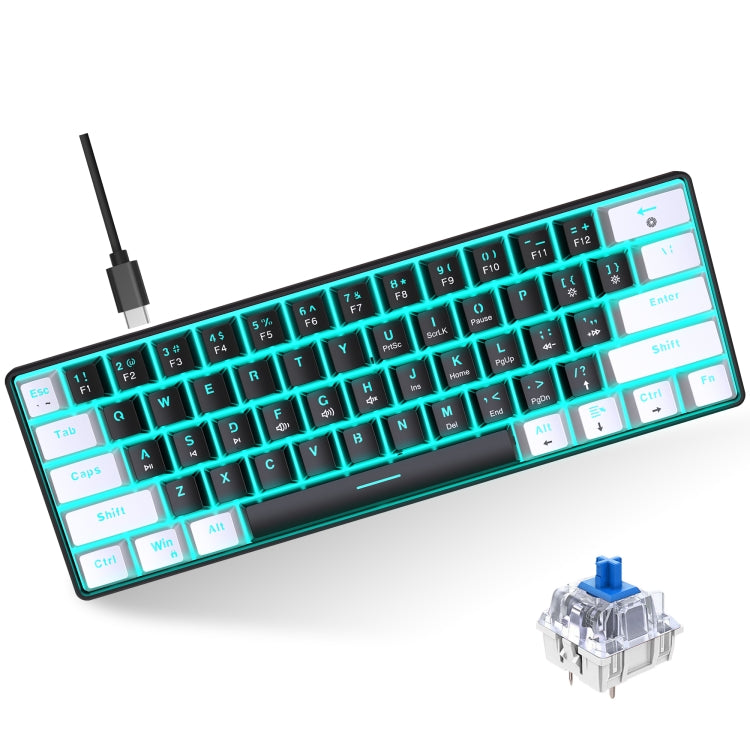 HXSJ V900 61 Keys Cool Lighting Effect Mechanical Wired Keyboard (Black White) - HoMEdemic™ 