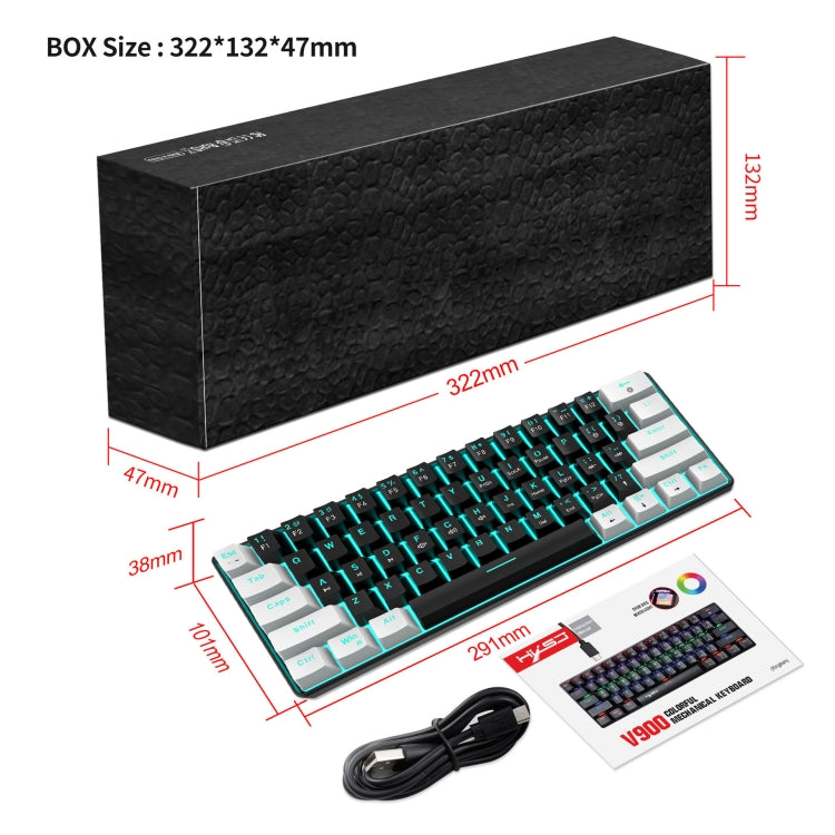 HXSJ V900 61 Keys Cool Lighting Effect Mechanical Wired Keyboard (Black White) - HoMEdemic™ 