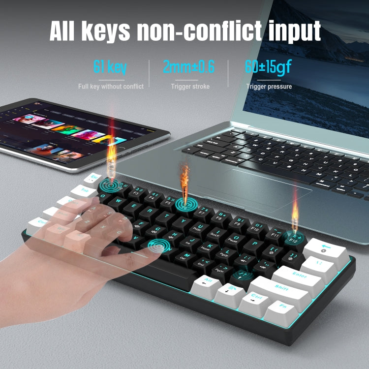 HXSJ V900 61 Keys Cool Lighting Effect Mechanical Wired Keyboard (Black White) - HoMEdemic™ 