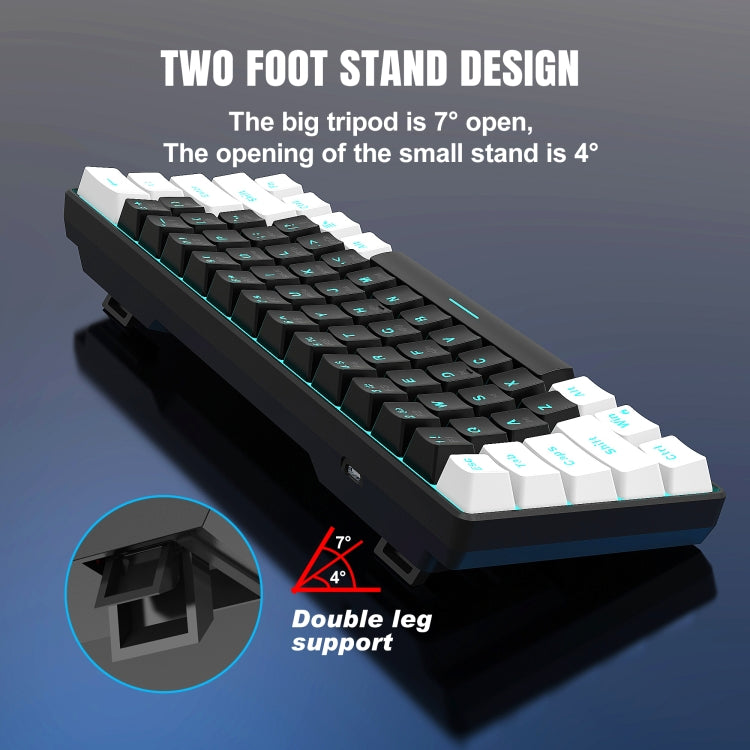 HXSJ V900 61 Keys Cool Lighting Effect Mechanical Wired Keyboard (Black White) - HoMEdemic™ 