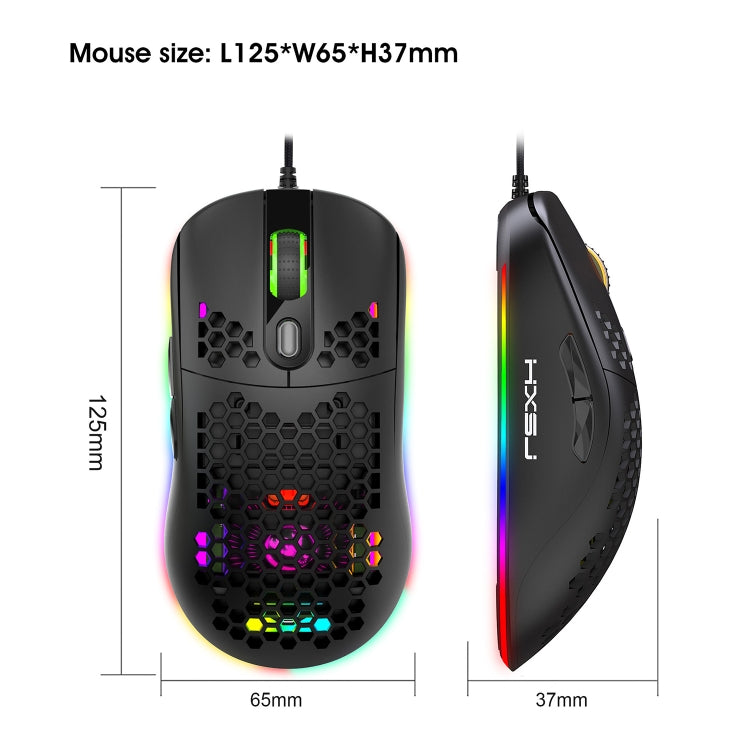 HXSJ X600 6 Keys RGB Luminous Macro Programming Wired Gaming Mouse(Black) - HoMEdemic™ 