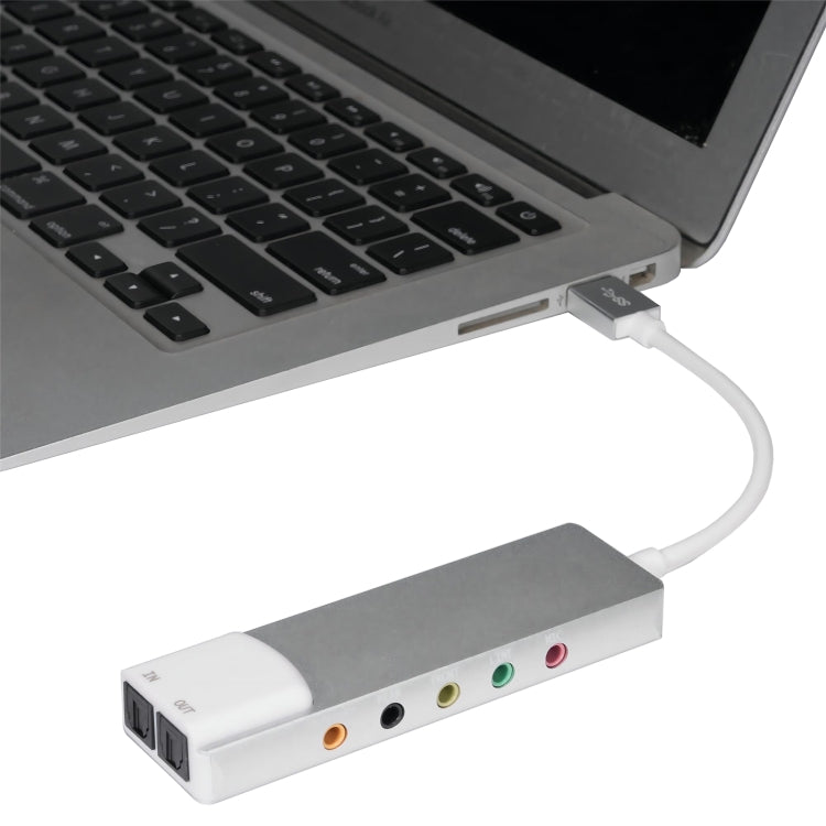 HY-601 6 in 1 USB Multi-Functional Sound Card USB + Audio 3.5 + 7.1CH / OPTICAL(Argent) - HoMEdemic™ 