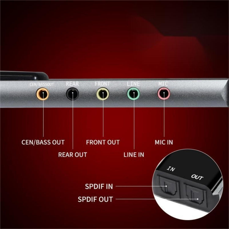 HY-601 6 in 1 USB Multi-Functional Sound Card USB + Audio 3.5 + 7.1CH / OPTICAL(Grey) - HoMEdemic™ 