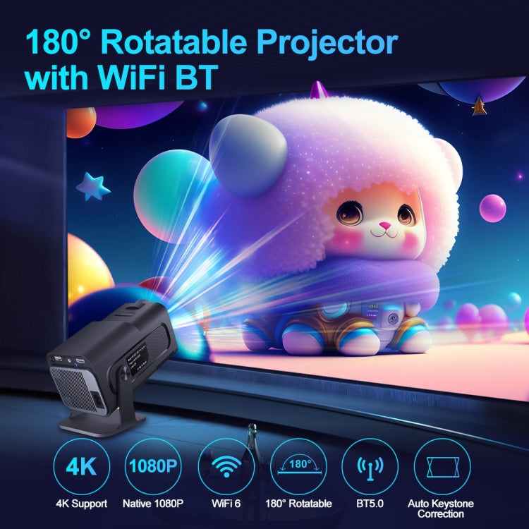 HY320 1080P 390ANSI 4K Android 11 Projector With Wifi 6 Bluetooth 5.0 Support Miracast / Airplay / DLNA UK Plug - HoMEdemic™ 