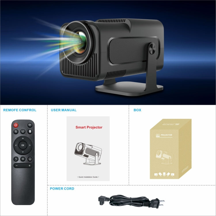 HY320 1080P 390ANSI 4K Android 11 Projector With Wifi 6 Bluetooth 5.0 Support Miracast / Airplay / DLNA UK Plug - HoMEdemic™ 
