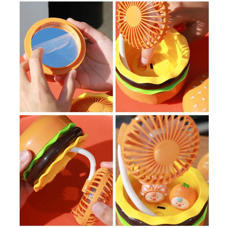 Hamburger Shaped Mini Desktop Fan with Cosmetic Mirror(Yellow) - HoMEdemic™ 