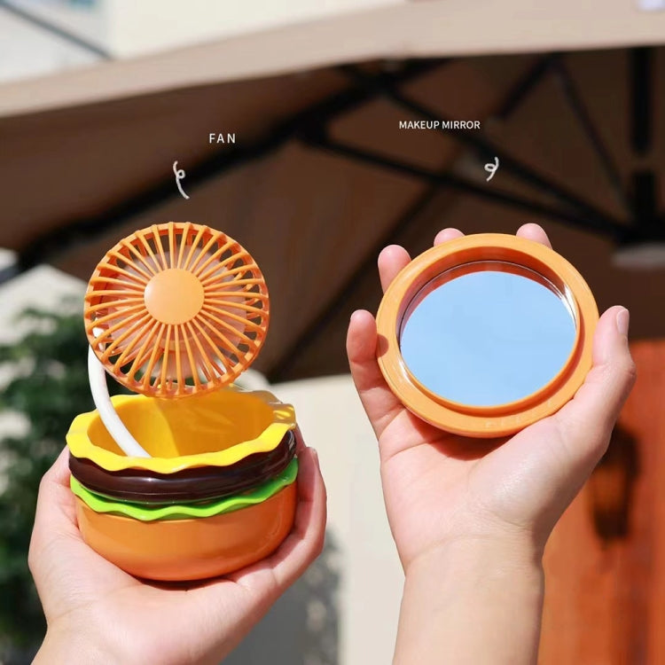 Hamburger Shaped Mini Desktop Fan with Cosmetic Mirror(Yellow) - HoMEdemic™ 