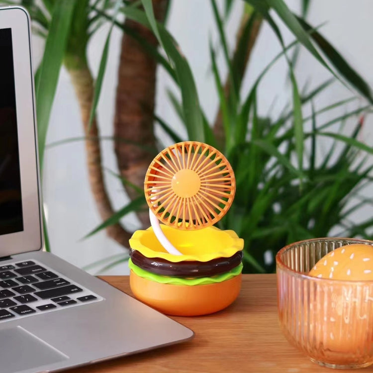 Hamburger Shaped Mini Desktop Fan with Cosmetic Mirror(Yellow) - HoMEdemic™ 