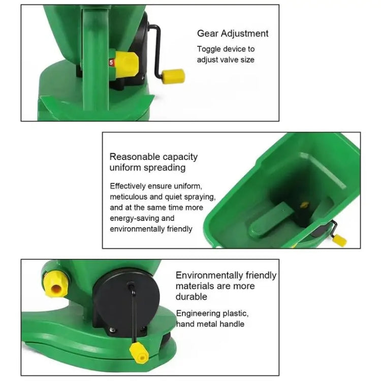 Hand-Powered Seed Spreader for Fertilizer, Salt, Ice Melt Gardens Lawns Small Farms Tool - HoMEdemic™ 