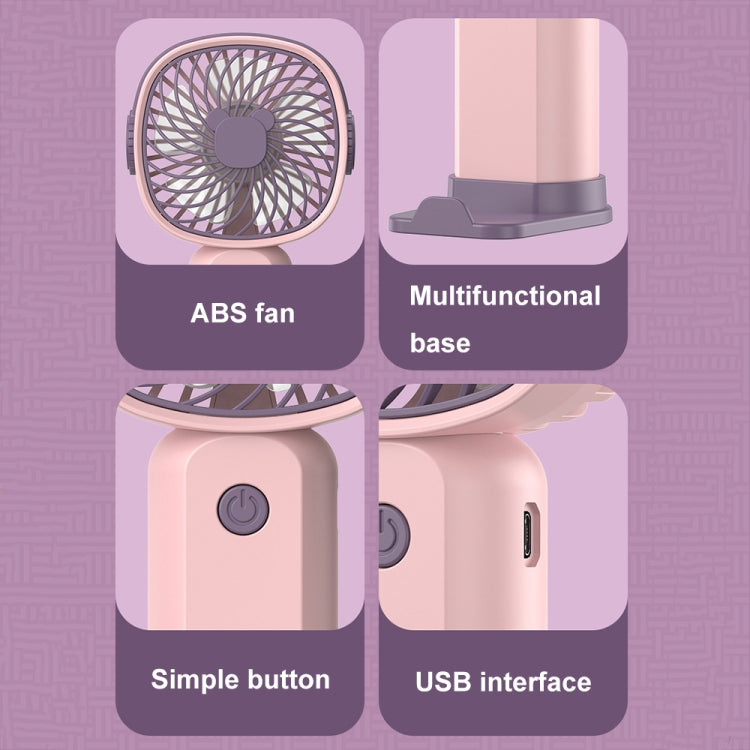 Handheld Portable Mini Multifunctional Fan With Phone Holder Function, Color: Pink Purple no Battery - HoMEdemic™ 