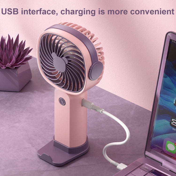 Handheld Portable Mini Multifunctional Fan With Phone Holder Function, Color: Pink Purple with Battery - HoMEdemic™ 