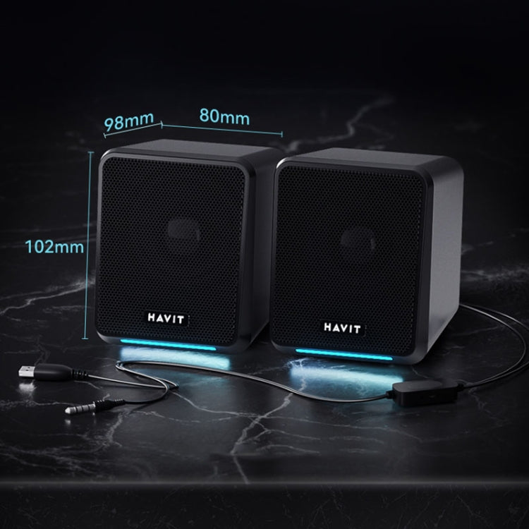 Havit A20 Plus Colorful Ambient Light Wired Computer Audio Stereo Surround Sound Speaker, Style: Black - HoMEdemic™ 