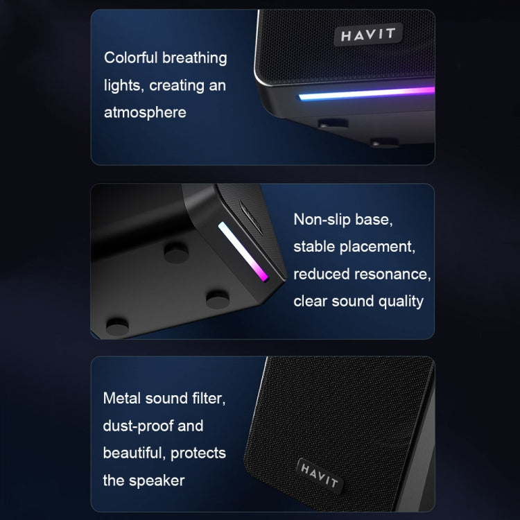 Havit A20 Plus Colorful Ambient Light Wired Computer Audio Stereo Surround Sound Speaker, Style: Bluetooth Version - HoMEdemic™ 