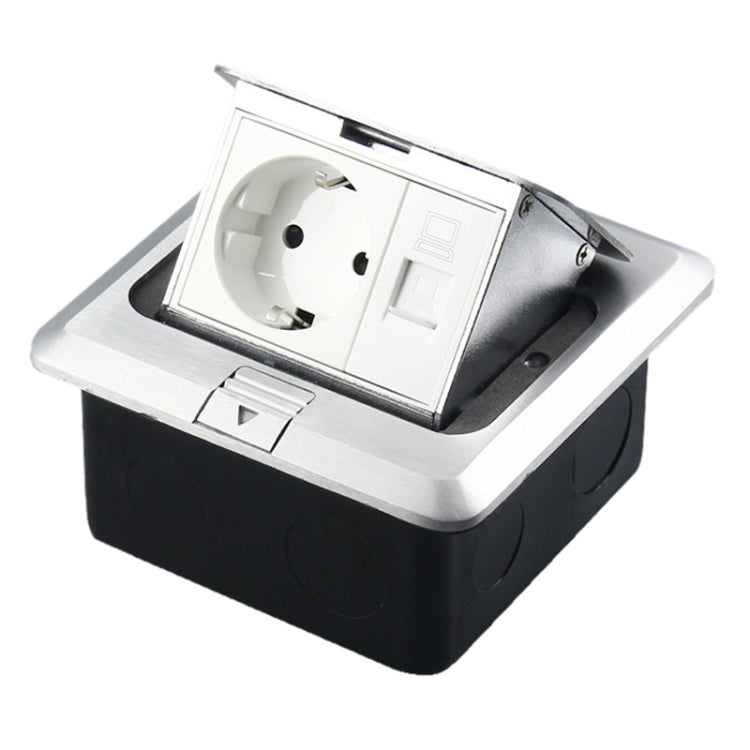 Hidden Pop-up Aluminum Alloy Computer Floor Socket with Cover Bottom Box, EU Plug - HoMEdemic™ 