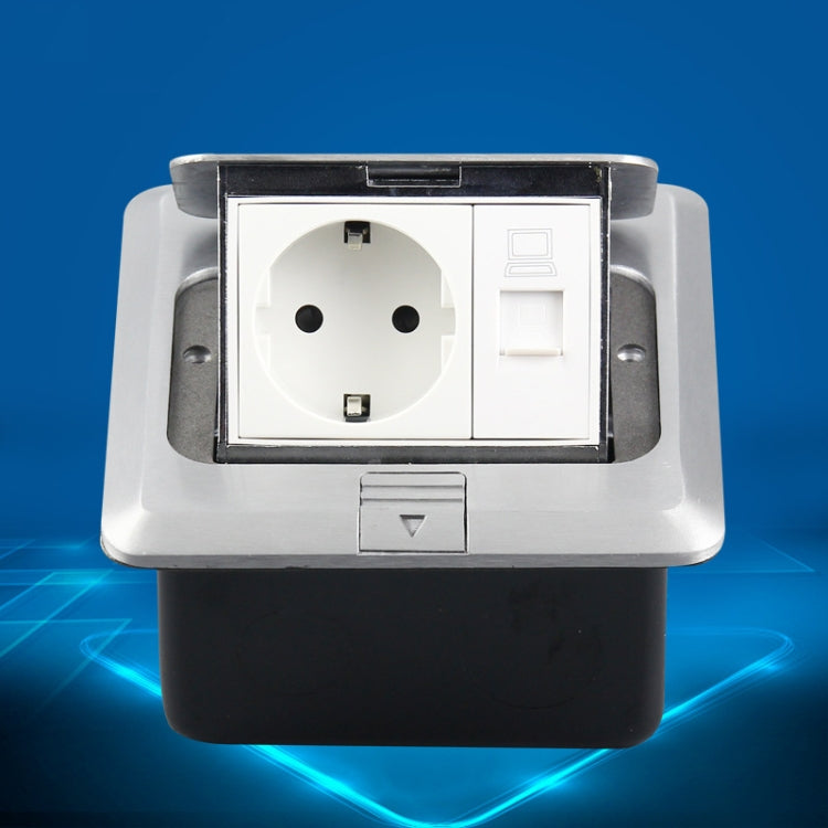 Hidden Pop-up Aluminum Alloy Computer Floor Socket with Cover Bottom Box, EU Plug - HoMEdemic™ 