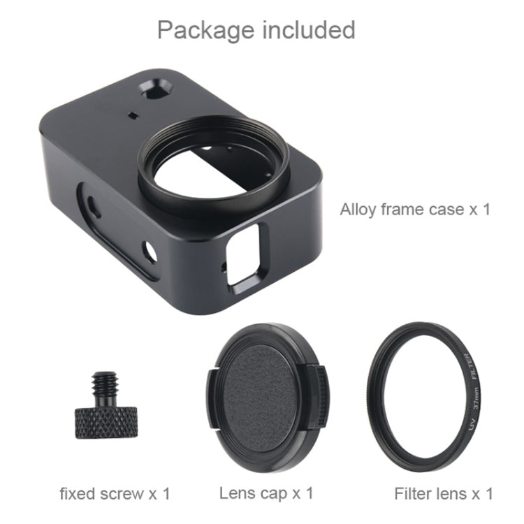 Housing Shell Aluminum Alloy Protective Cage with 37mm Filter Lens & Lens Cap & Screw for Xiaomi Mijia Small Camera (Black) - HoMEdemic™ 