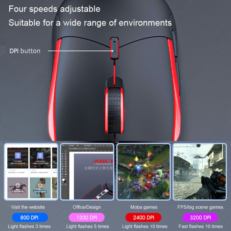 IMICE T30 Wired E-Sports Gaming Mouse LED Luminous Colorful Programmable 6D Mouse(Black) - HoMEdemic™ 