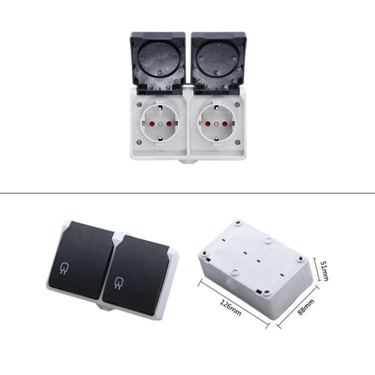 IP44 Waterproof Double-connection Socket with Cover, EU Plug - HoMEdemic™ 