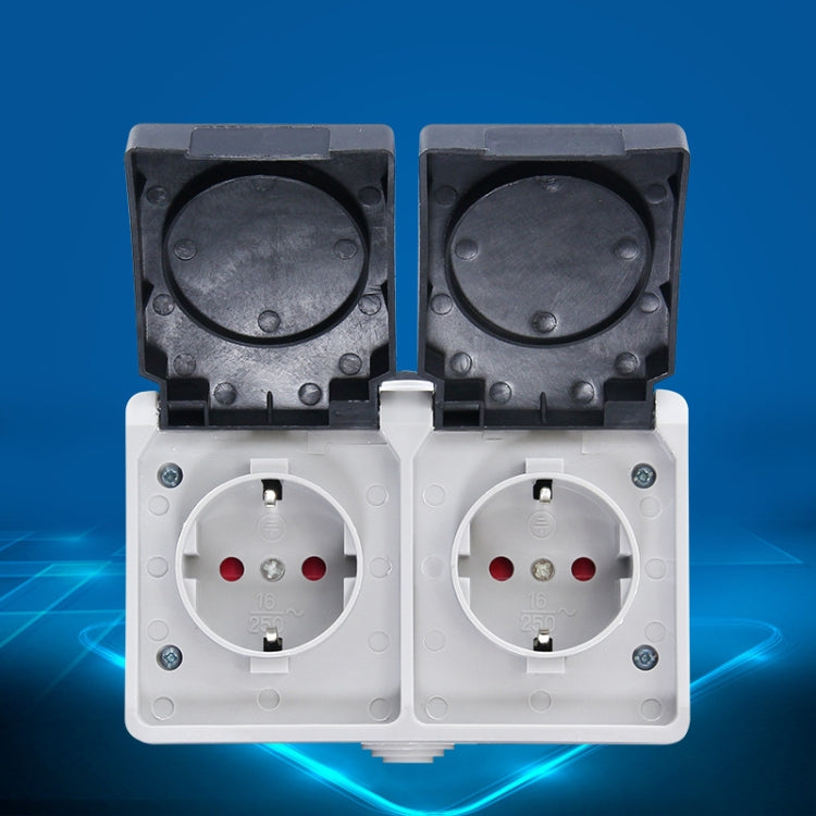 IP44 Waterproof Double-connection Socket with Cover, EU Plug - HoMEdemic™ 