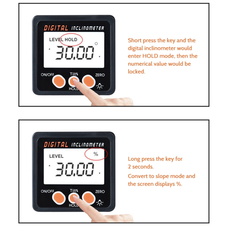 IP54 Precision Electronic Digital Display Inclinometer 4 x 90 Degree Protractor Angle Box - HoMEdemic™ 
