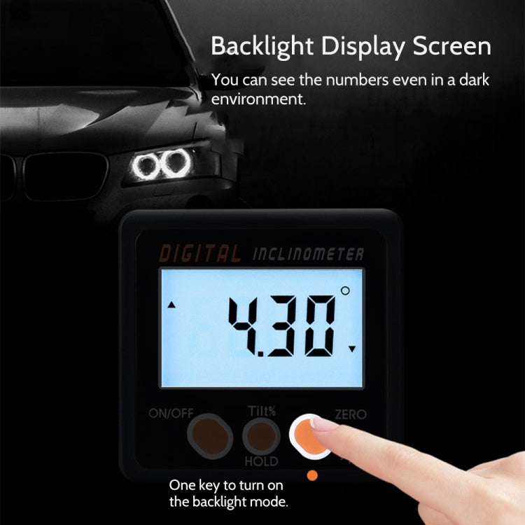 IP54 Precision Electronic Digital Display Inclinometer 4 x 90 Degree Protractor Angle Box - HoMEdemic™ 