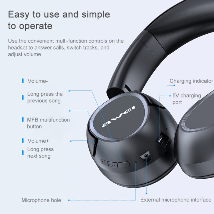 AWEI A770BL Bluetooth 5.0 Stereo Wireless Bluetooth Headset(Black) - HoMEdemic™ 
