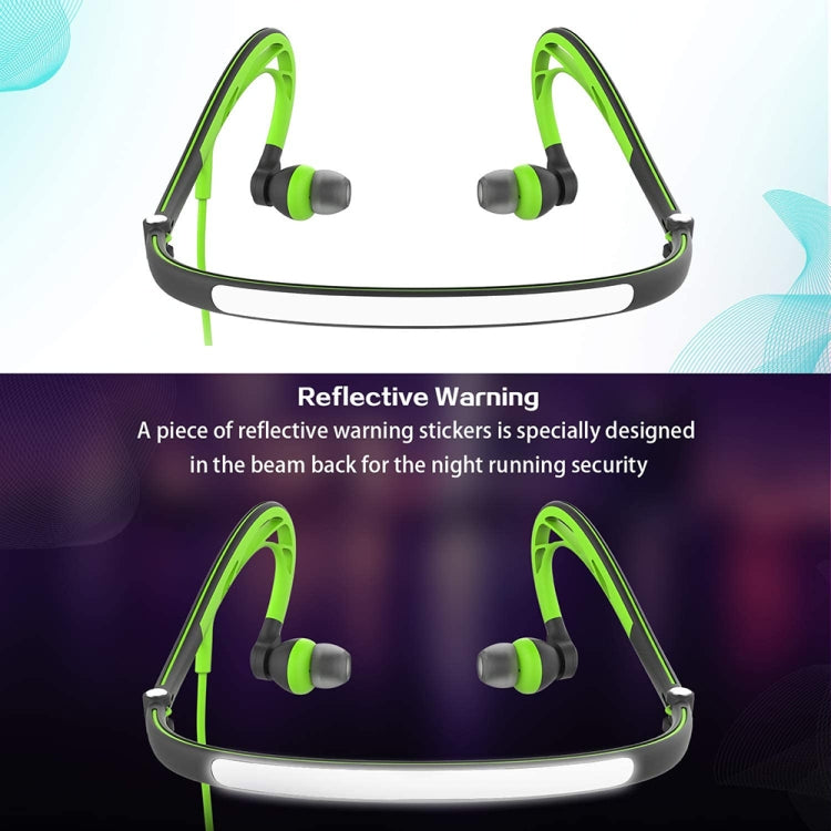 Mucro ML233 Foldable Wired Running Sports Headphones Night Neckband In-Ear Stereo Earphones, Cable Length: 1.2m(Green) - HoMEdemic™ 