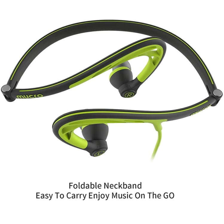 Mucro ML233 Foldable Wired Running Sports Headphones Night Neckband In-Ear Stereo Earphones, Cable Length: 1.2m(Green) - HoMEdemic™ 