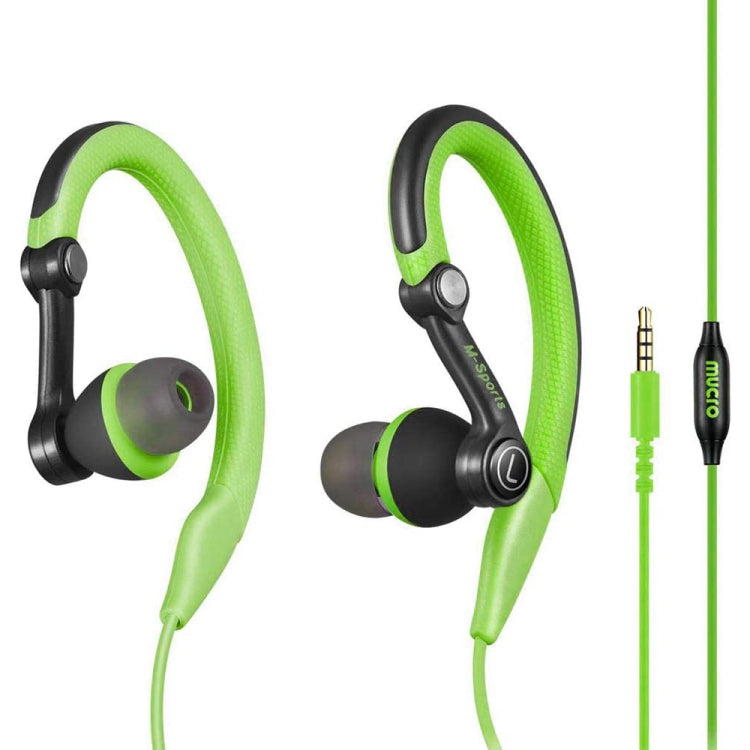 Mucro MB-232 Running In-Ear Sport Earbuds Earhook Wired Stereo Headphones for Jogging Gym(Green) - HoMEdemic™ 