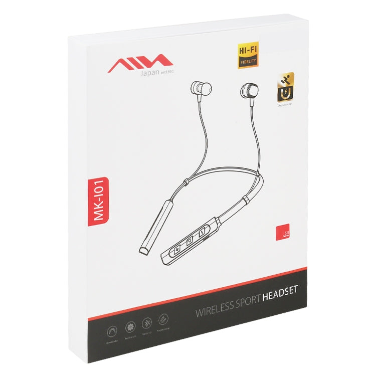 AIN MK-I01 IPX4 Waterproof Neck-mounted Wire-controlled Sports Bluetooth Earphone with Cable Buckle, Support Call & Voice Assistant(Black) - HoMEdemic™ 