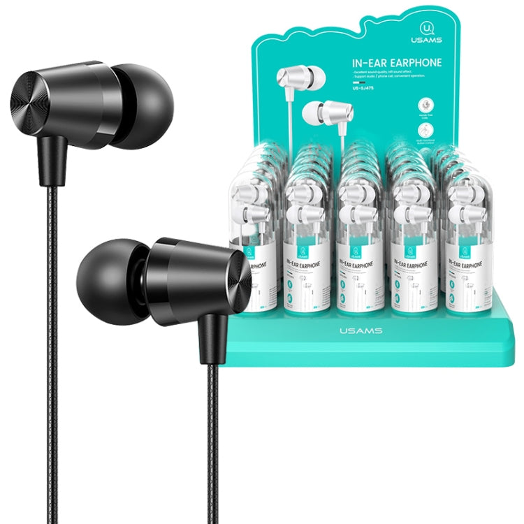 30 PCS USAMS EP-42 3.5mm Plating Metal In-ear Wired Earphone, Length: 1.2m, Test Tube Packaging(Black) - HoMEdemic™ 