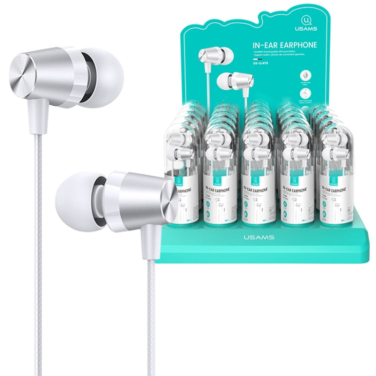 30 PCS USAMS EP-42 3.5mm Plating Metal In-ear Wired Earphone, Length: 1.2m, Test Tube Packaging(White) - HoMEdemic™ 