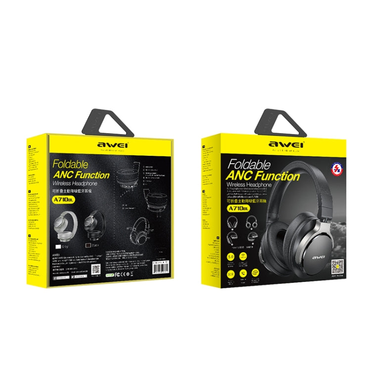 awei A710BL Foldable ANC Noise Cancelling Bluetooth Wireless Headset (Grey) - HoMEdemic™ 