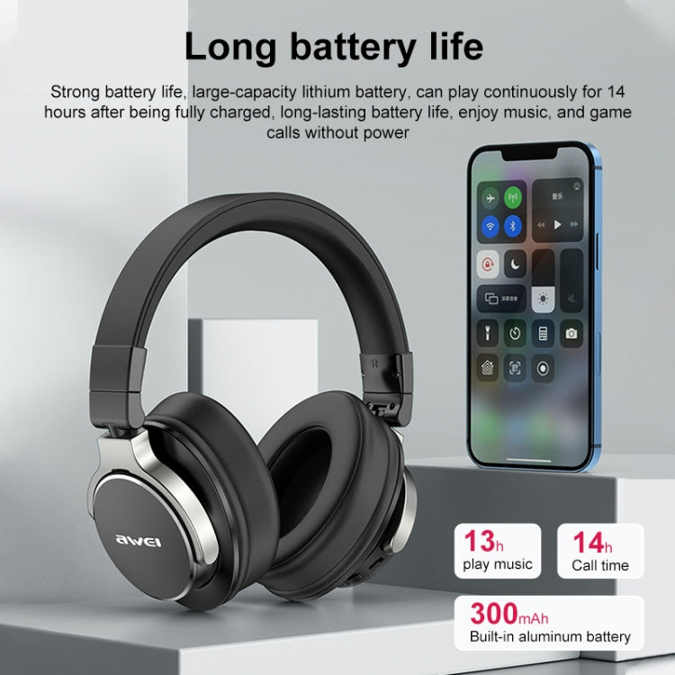 awei A710BL Foldable ANC Noise Cancelling Bluetooth Wireless Headset (Grey) - HoMEdemic™ 
