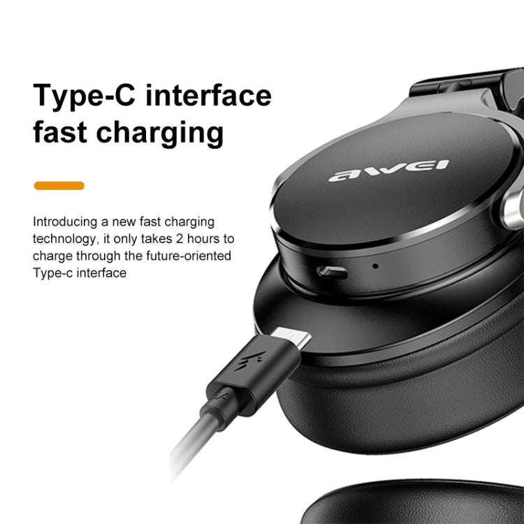 awei A710BL Foldable ANC Noise Cancelling Bluetooth Wireless Headset (Black) - HoMEdemic™ 