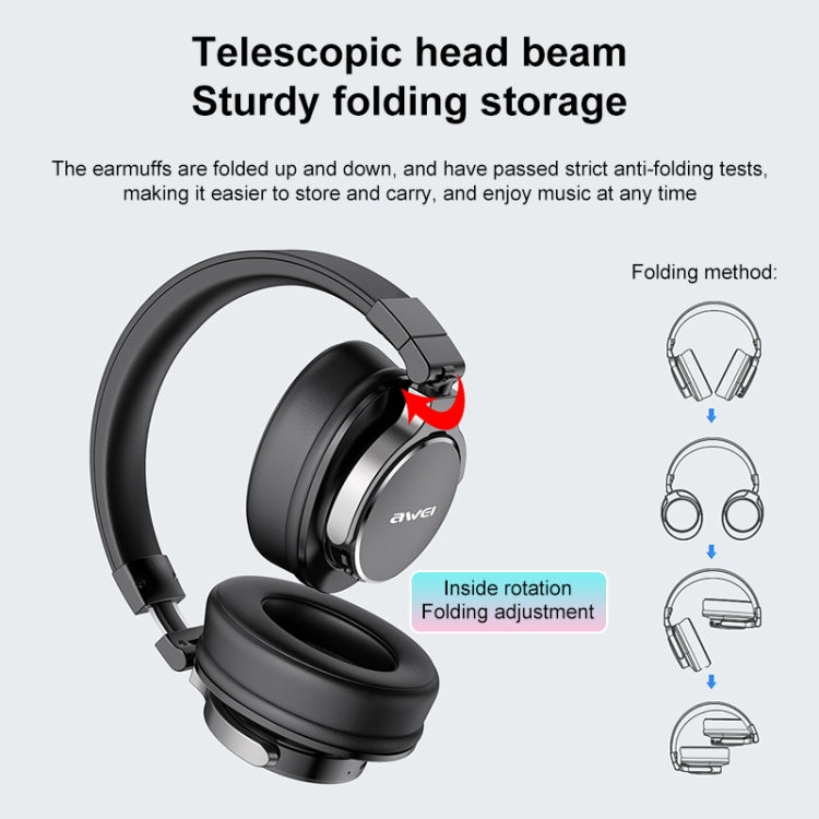 awei A710BL Foldable ANC Noise Cancelling Bluetooth Wireless Headset (Grey) - HoMEdemic™ 