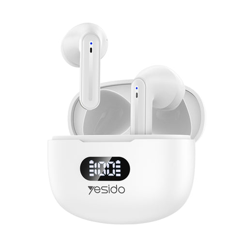 Yesido TWS19 Bluetooth 5.3 LED Digital Display ENC Noise Reduction Bluetooth Earphone (White) - HoMEdemic™ 