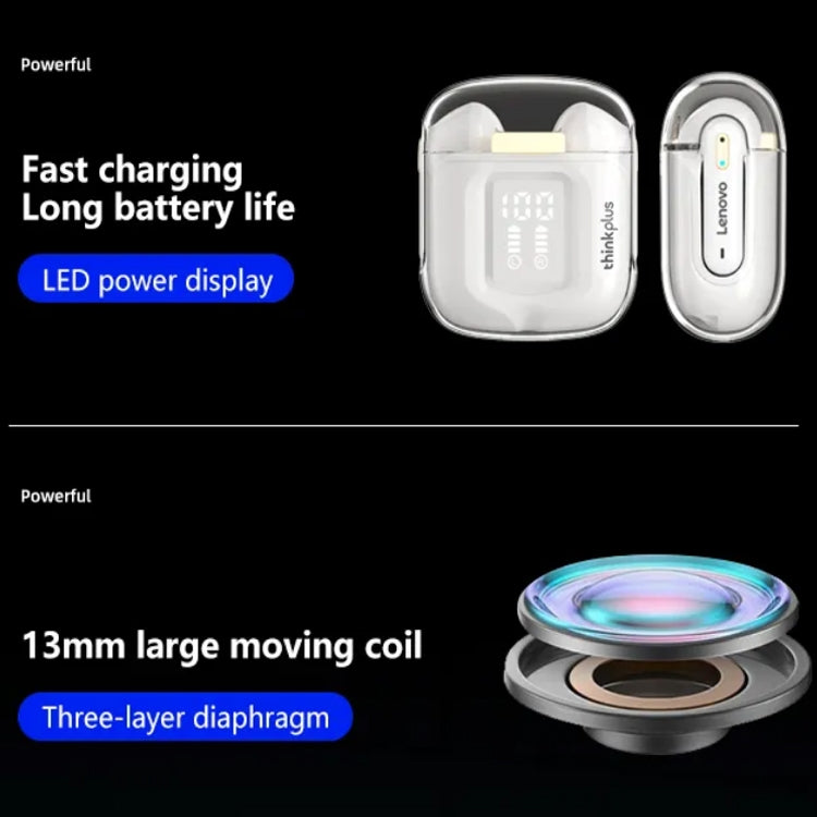 Lenovo LP6 Pro Bluetooth 5.3 LED Digital Display HiFi Wireless Bluetooth Earphone (Black) - HoMEdemic™ 