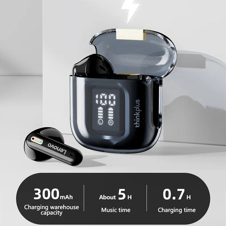 Lenovo LP6 Pro Bluetooth 5.3 LED Digital Display HiFi Wireless Bluetooth Earphone (Black) - HoMEdemic™ 