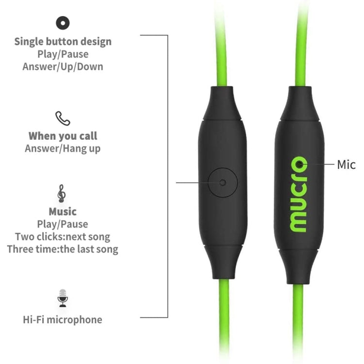 Mucro MB-232 Running In-Ear Sport Earhook Wired Stereo Headphones for Jogging Gym(Green) - HoMEdemic™ 