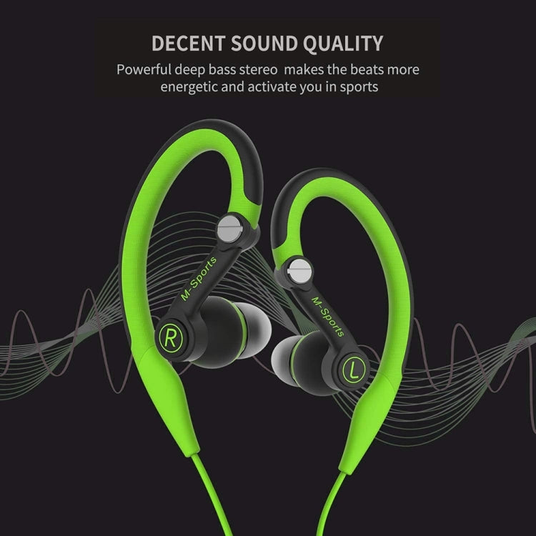 Mucro MB-232 Running In-Ear Sport Earhook Wired Stereo Headphones for Jogging Gym(Green) - HoMEdemic™ 