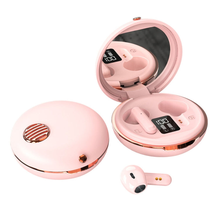HXSJ Air-S28 TWS Bluetooth 5.3 True Wireless HiFi Stereo Make-up Mirror Earphones with Charging Case (Pink) - HoMEdemic™ 